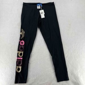 NWT Adidas Leggings Women's Black Logo Hi-Rise Skinny Size Large